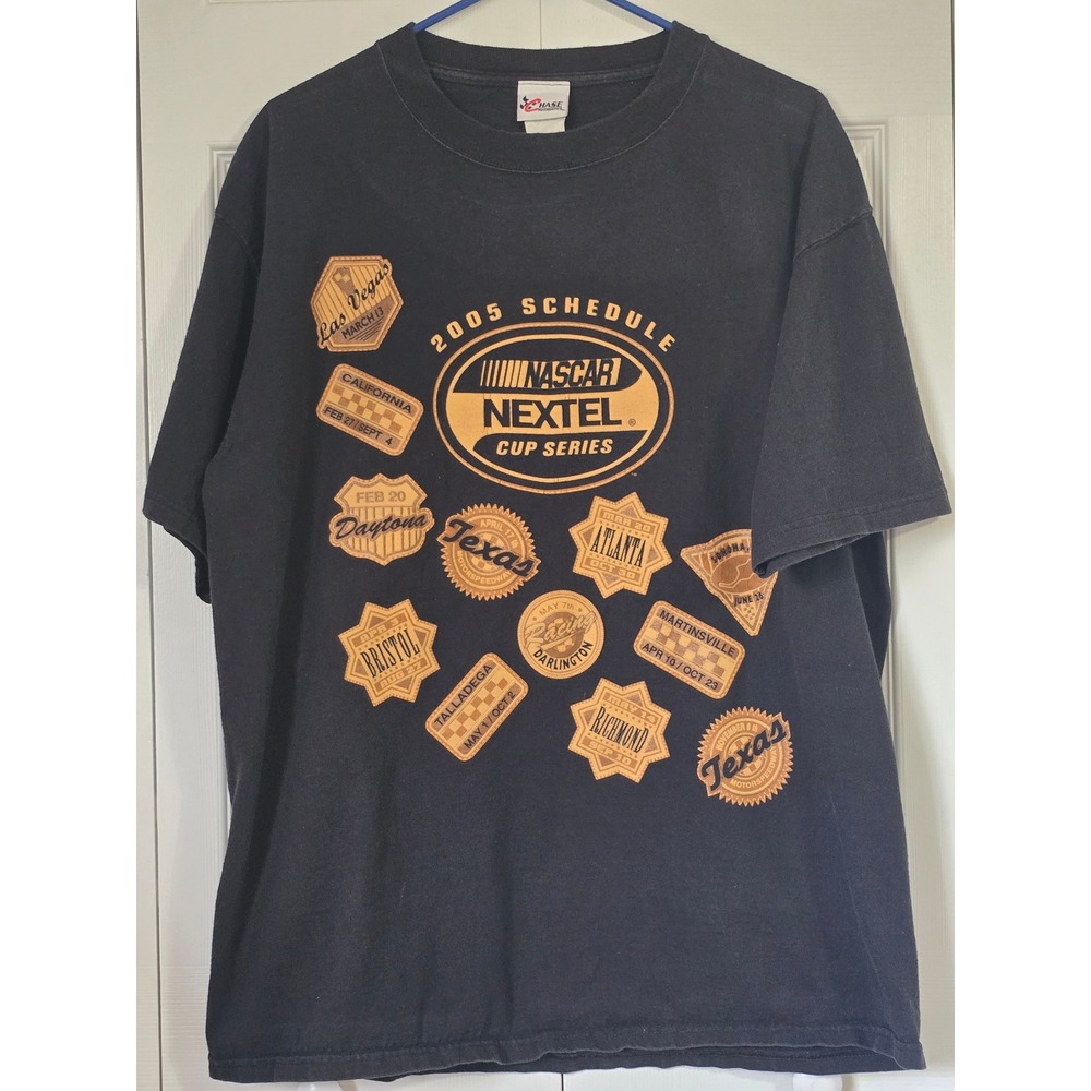 Vintage 2005 NASCAR Nextel Cup Series Schedule T-Shirt Chase Authentics Black L